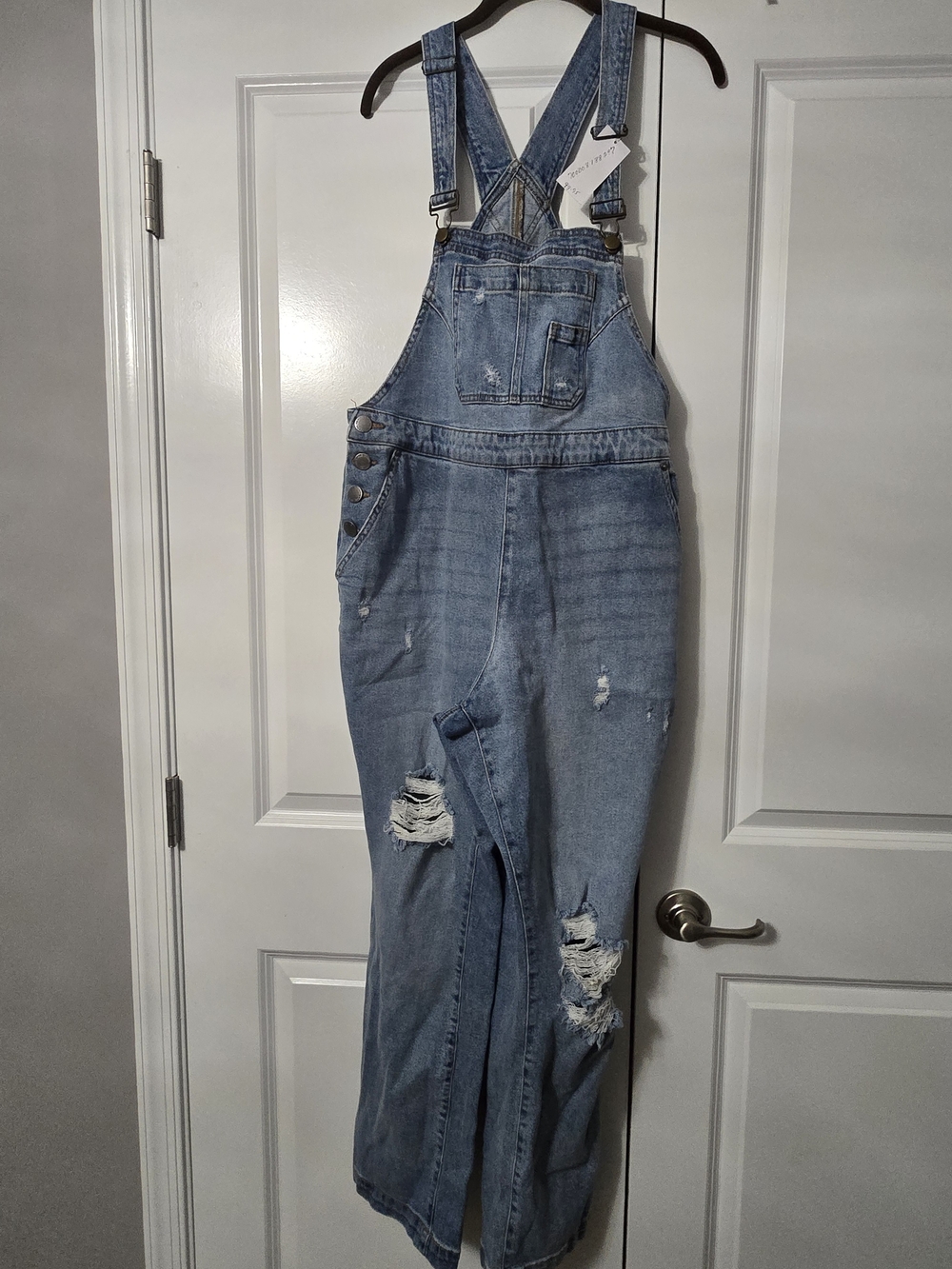 Lane Bryant Light Blue Distressed Denim Overalls